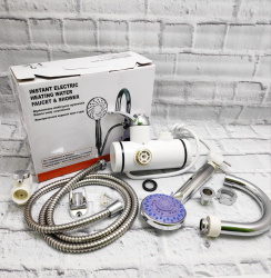 Электрический водяной душ с краном, Проточный водонагреватель-душ  Instant Electric Heating Water Faucet & Shower Боковое подключение (сзади)
