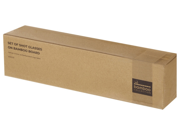 Набор стопок на бамбуковой подставке «Shots», Цвет прозрачный, натуральный
