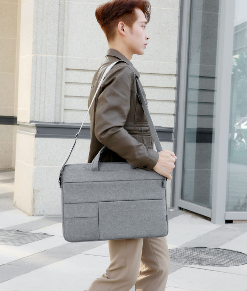 Сумка для ноутбука 17.3" Pockelot MLB-1045, серая / Два кармана для ручек