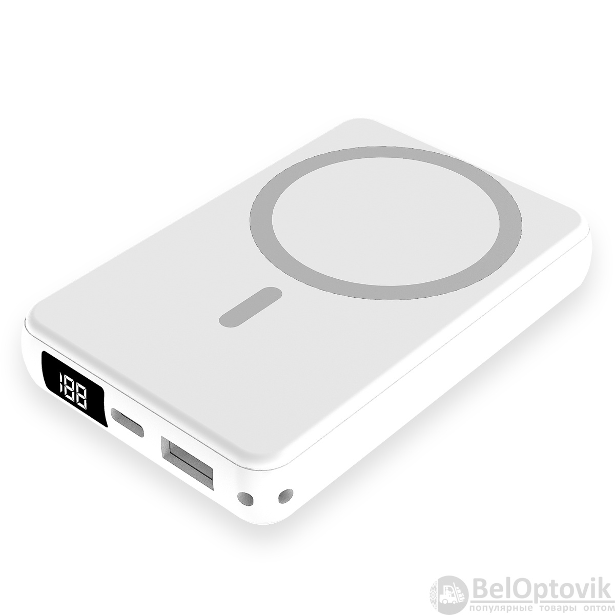 Магнитный внешний аккумулятор Quantum с беспроводной зарядкой (15W), 10000 Mah, белый