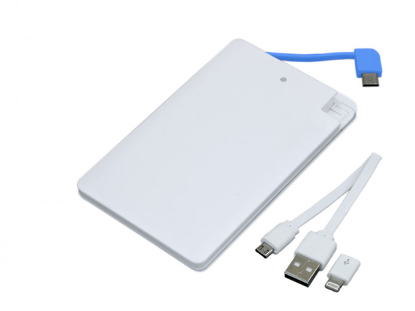 Внешний аккумулятор в форме карты «Trunk», 2500 mAh, Цвет синий