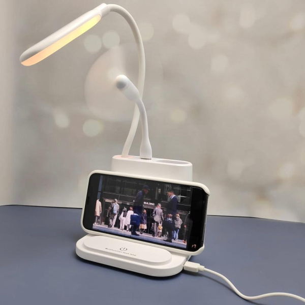 Умная настольная светодиодная лампа 3 в 1 со встроенным аккумулятором USB (лампа, вентилятор, органа
