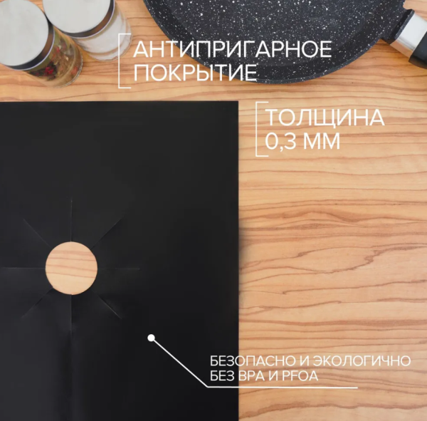 Коврик для газовой плиты 4 шт. / Набор антипригарных многоразовых ковриков 27х27 см. 