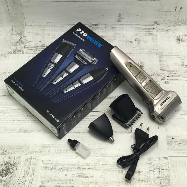 Электробритва аккумуляторная PRO MOZER MZ-2030 3в1 (насадка для стрижки, окантовки, усов/бороды, носа/ушей) Синяя