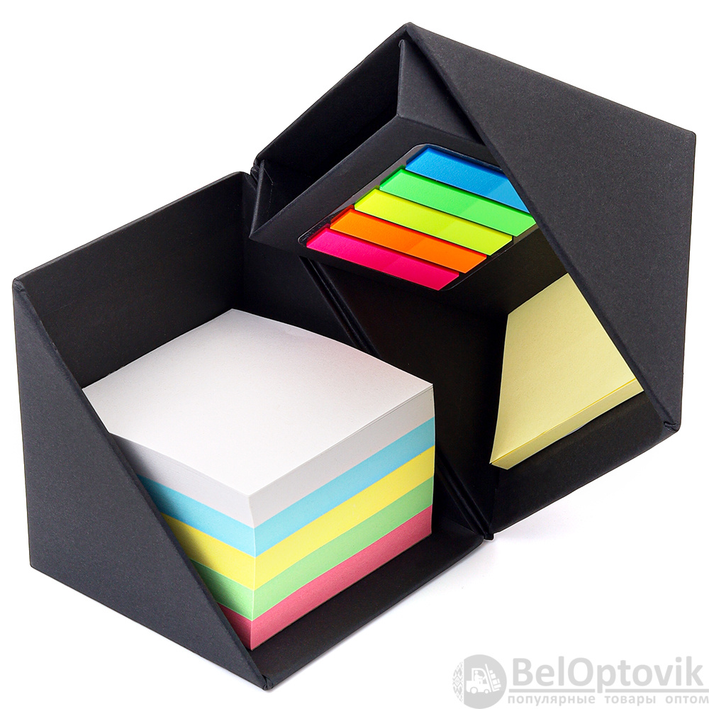 Настольный органайзер с бумажными стикерами Nivora, черный