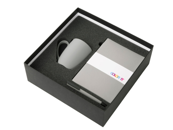 Подарочный набор «COLOR IT» c блокнотом, ручкой и кружкой, Размер твердая обложка, Цвет серый