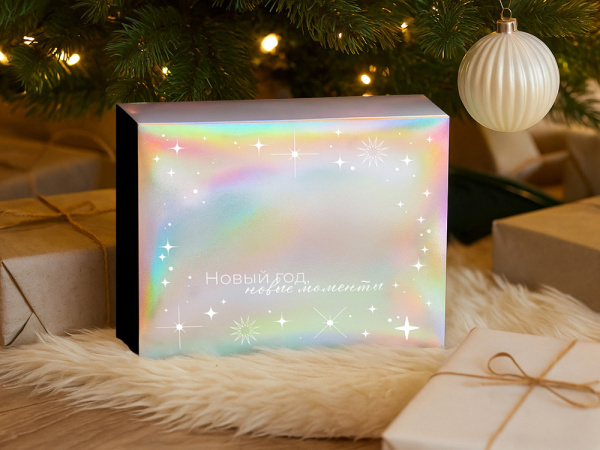 Подарочная коробка с голографическим шубером «Aurora», XL, Размер XL, Цвет черный/голография