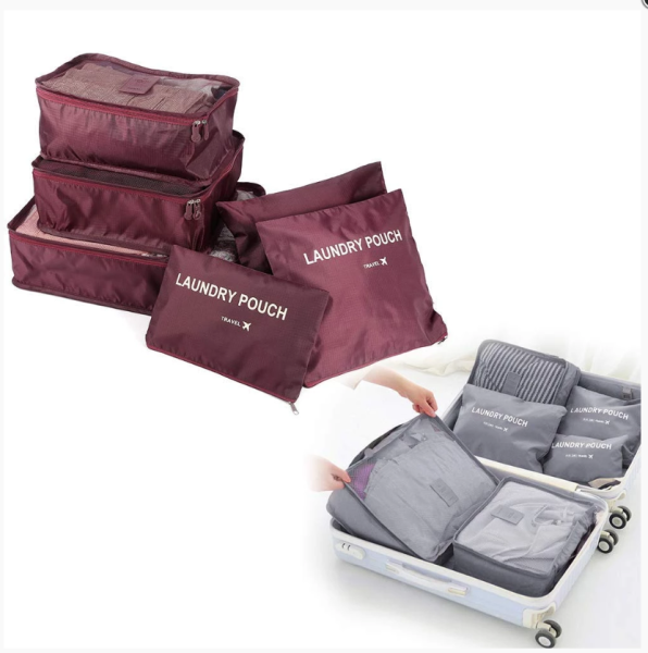 Набор дорожных сумок для путешествий Laundry Pouch, 6 шт Морковный
