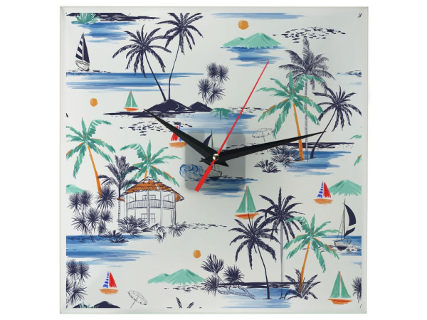 Часы настенные стеклянные «Nile», Цвет прозрачный матовый/черный/красный