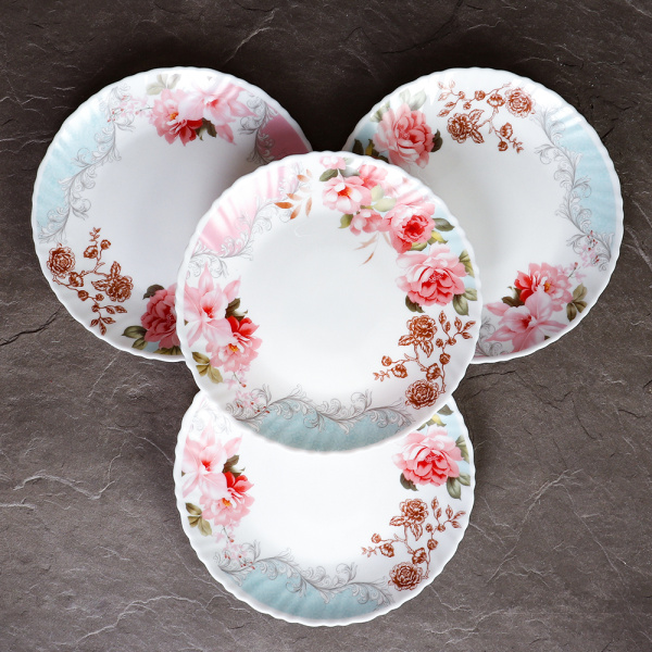 Набор тарелок 6 штук 190 мм / LHP-75XN (6801) Розы на голубом /уп 12/ 653686