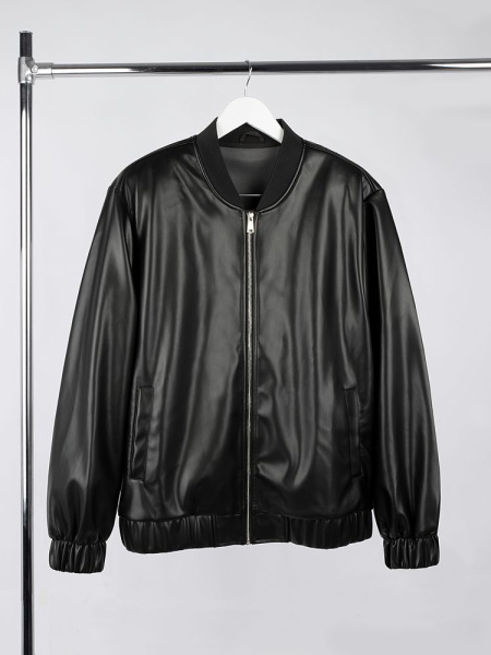 Бомбер из искусственной кожи Univer, черный, размер XL/XXL