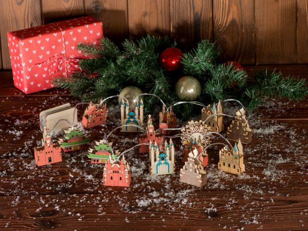 Ёлочная гирлянда с лампами в подарочной коробке «Достопримечательности России», Цвет разноцветный