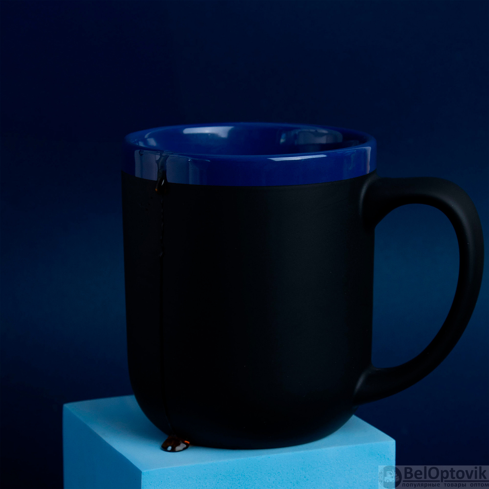 Кружка Barrel, софт-тач, чёрно-синяя