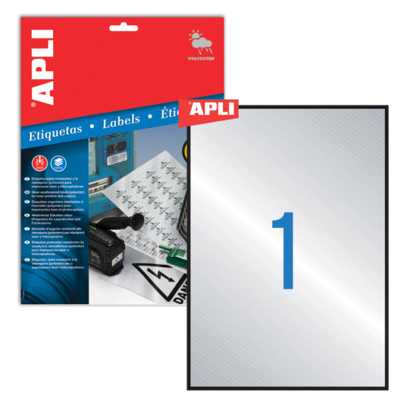 Этикетка самоклеящаяся серебристая 210х297 мм, 20 листов