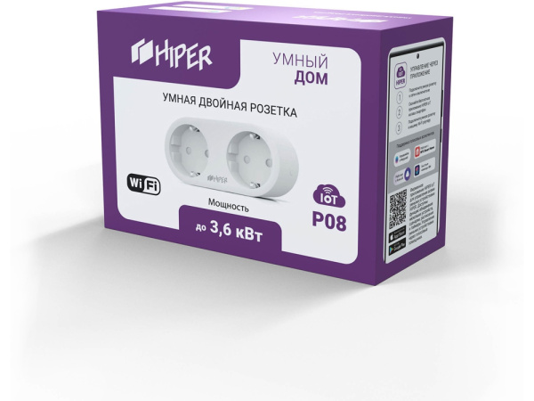 Умная двойная розетка «IoT P08», Цвет белый
