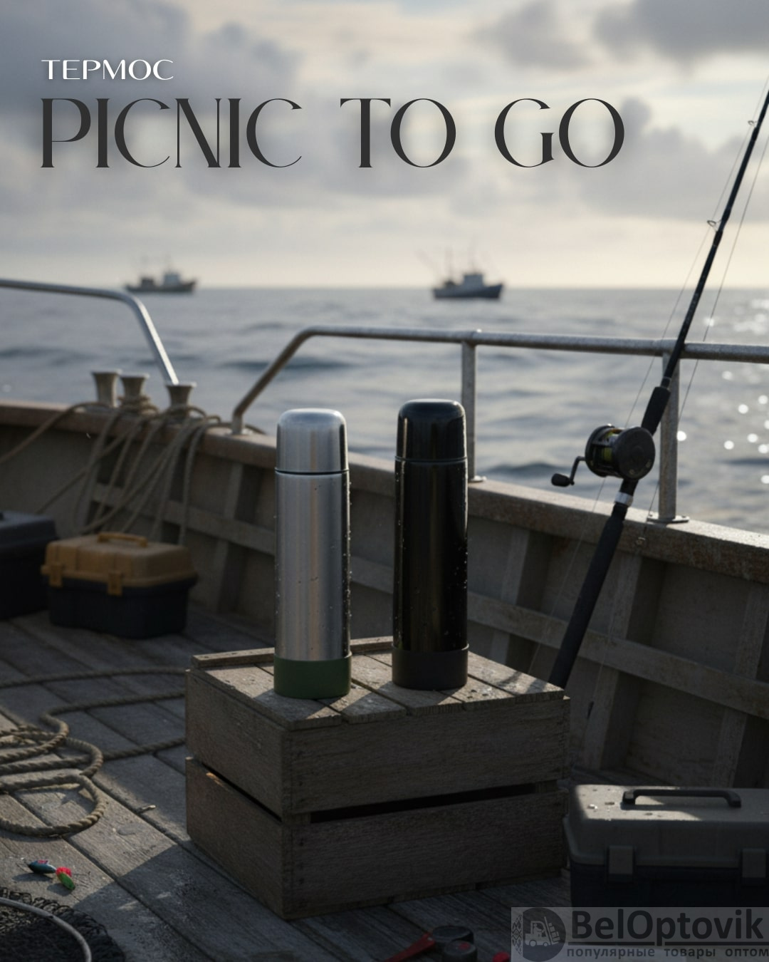 Термос Picnic Silver To Go, серебристый/хаки