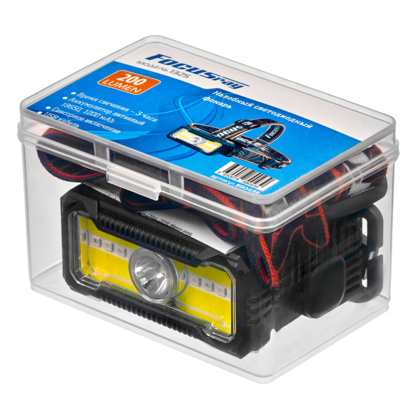 Фонарь налобный FOCUSray 1325 акку 18650 1200мАН 200 люмен,цифровой дисплей,USB кабель 1/180, шт