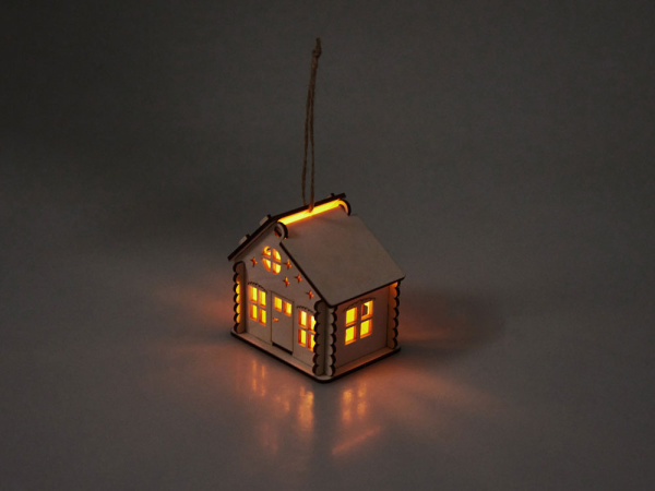 Деревянная подвеска на елку с подсветкой «Lumihut», Цвет натуральный