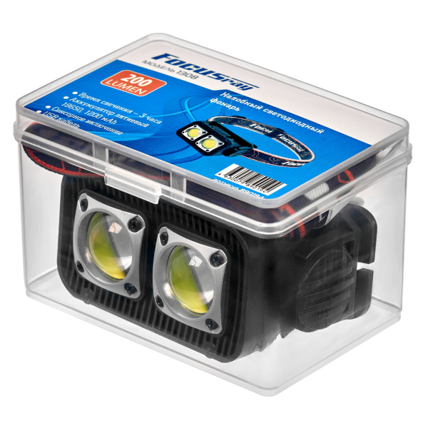 Фонарь налобный FOCUSray 1308 акку 18650 1200мАН 3,7V сенсор 2 диода СОВ 3W 1/180, шт