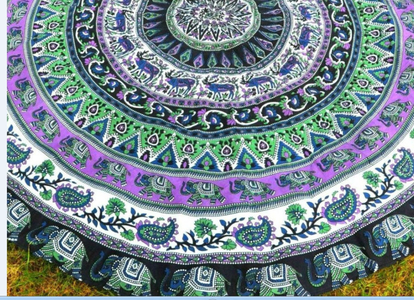 Круглое пляжное парео / селфи – коврик / пляжная подстилка / пляжное покрывало / пляжный коврик Апельсин - оранжевое