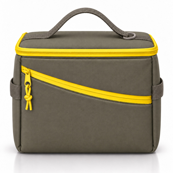 Изотермическая сумка-холодильник «Neo Classic» c контрастной молнией, Цвет серый/желтый