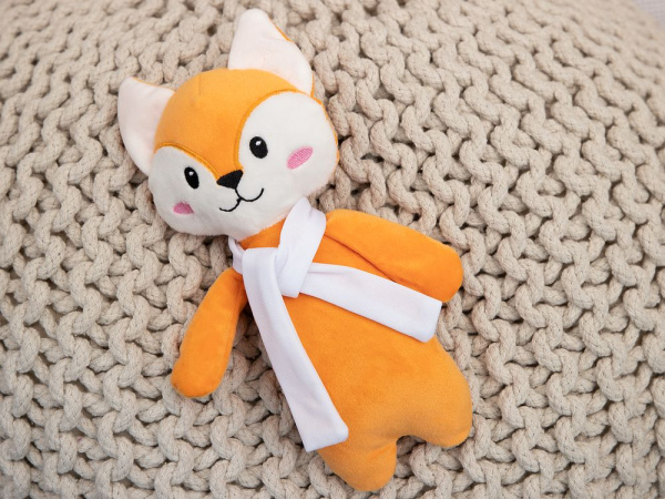 Мягкая игрушка Beastie Toys, лисенок с белым шарфом, 25,5х11 см