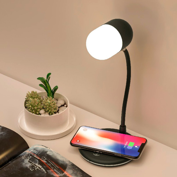 Настольная LED-лампа с функцией беспроводной зарядки и bluethooth колонки  3 в 1 L4 Lamp Speaker with Wireless Charger 5W (3 режима свечения)