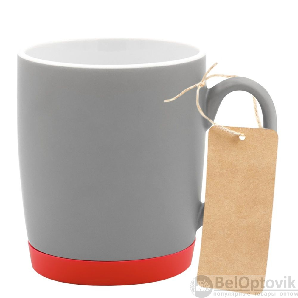 Кружка Make Me To Go, серая/красная с биркой