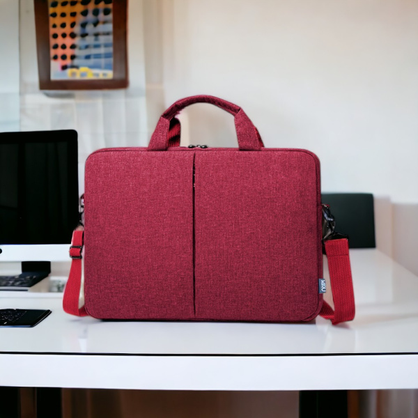 Сумка для ноутбука 15.6 Elegance, красная / Крепление для чемодана, застежка на липучке, утолщенная стенка в кармане