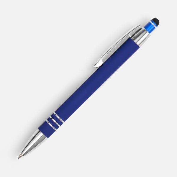 Ручка шариковая Sansen Soft Touch со стилусом, синяя, 13,9х1,1 см