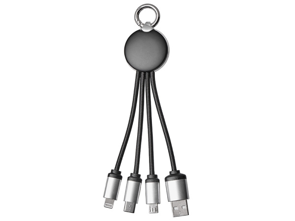 Зарядный кабель 3-в-1 с подсветкой лого «Ion mini», Цвет черный