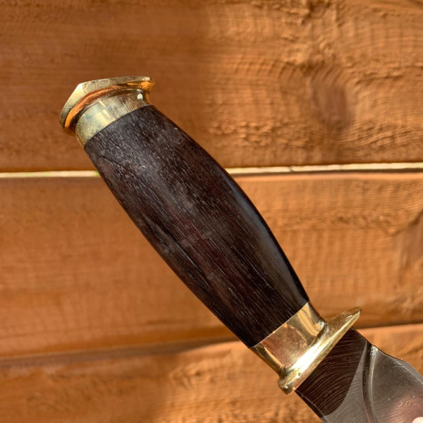 Нож разделочный в кожаном футляре Кизляр России Дамасская сталь