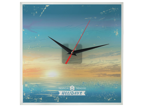 Часы настенные стеклянные «Nile», Цвет прозрачный матовый/черный/красный