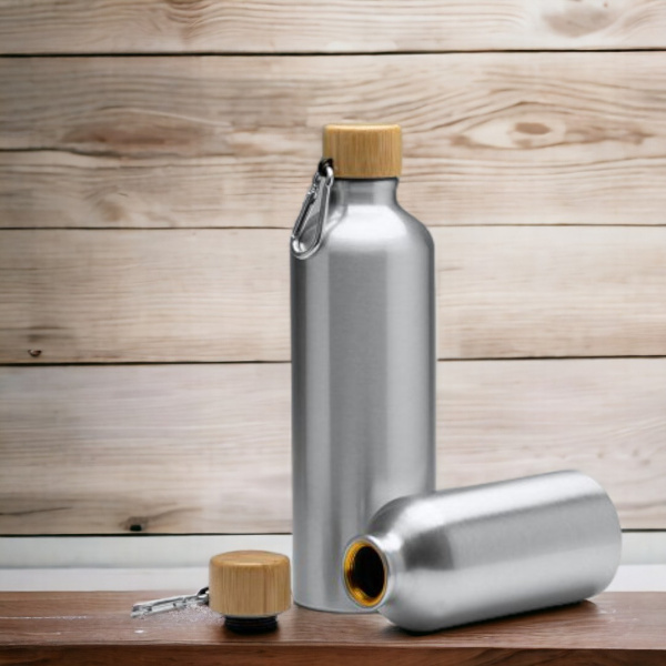 Алюминиевая бутылка - фляжка GELDA 400 мл. с карабином