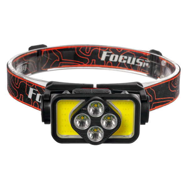 Фонарь налобный FOCUSray 1304  акку 18650 1200 мАН 3,7V индикатор зарядки,сенсор , диод 4W+2 COB 3W диод1/180, шт