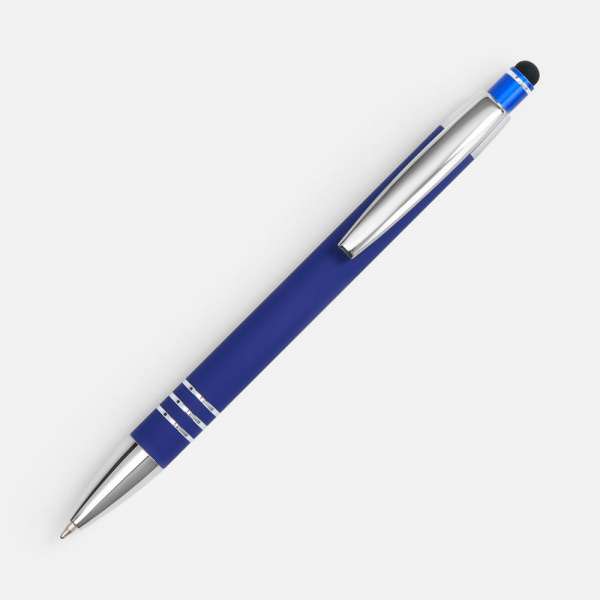 Ручка шариковая Sansen Soft Touch со стилусом, синяя, 13,9х1,1 см