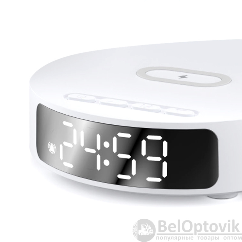 Часы с беспроводной зарядкой Dovel 3в1, белый