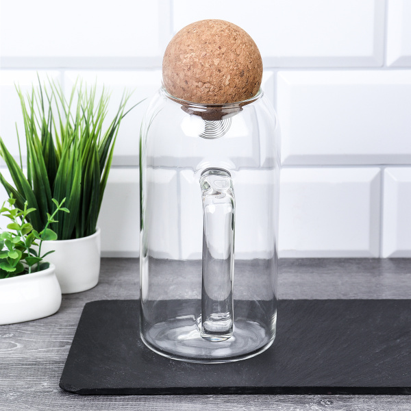 Кувшин 900 мл с ситом и пробковой крышкой / GT-35-45 /уп 40/