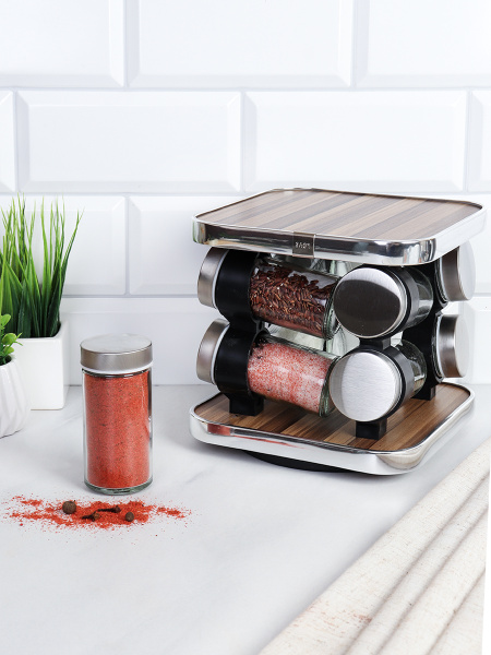 Набор для специй на подставке 8 предметов Квадрат/LQW-040-8 уп 12/