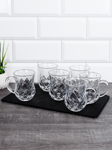 Кружка для чая 150 мл 6 штук восточная форма Ромб / D-137B /уп 12/