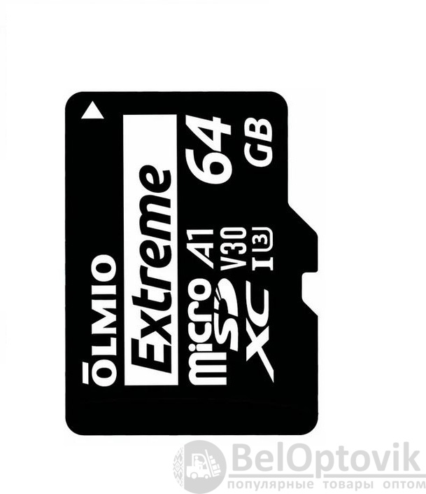 Карта памяти microSDXC 64GB Extreme, UHS-I U3 V30 A1, c адаптером, OLMIO