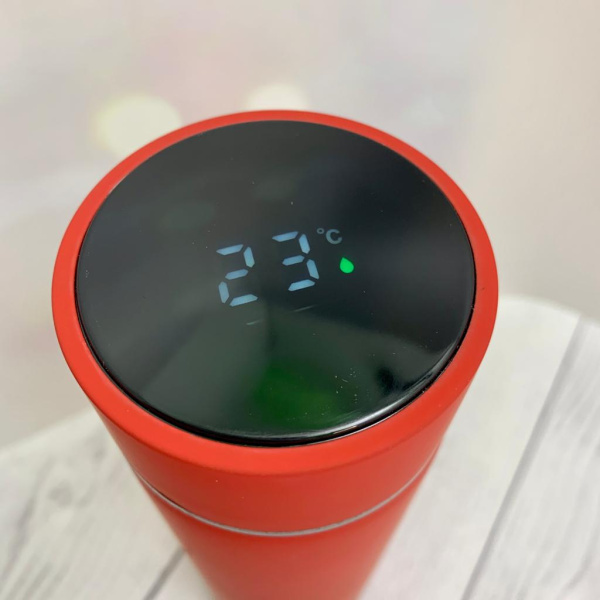 Термос Indy с покрытием софт-тач, ситечком и сенсорным дисплеем температуры, 500 мл