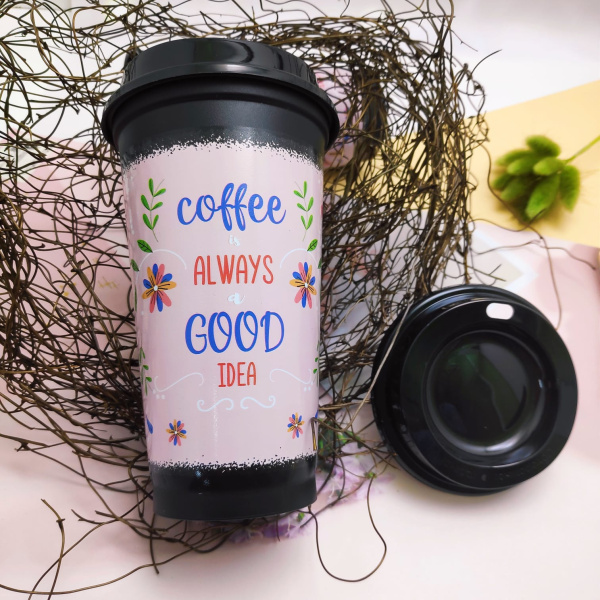 Стакан тамблер для кофе Wowbottles и других напитков с кофейной крышкой, 400 мл