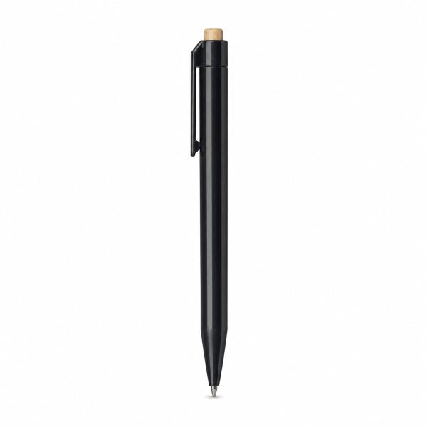 Ручка пластиковая шариковая «Какаду Эко» с бамбуковой кнопкой, Цвет черный