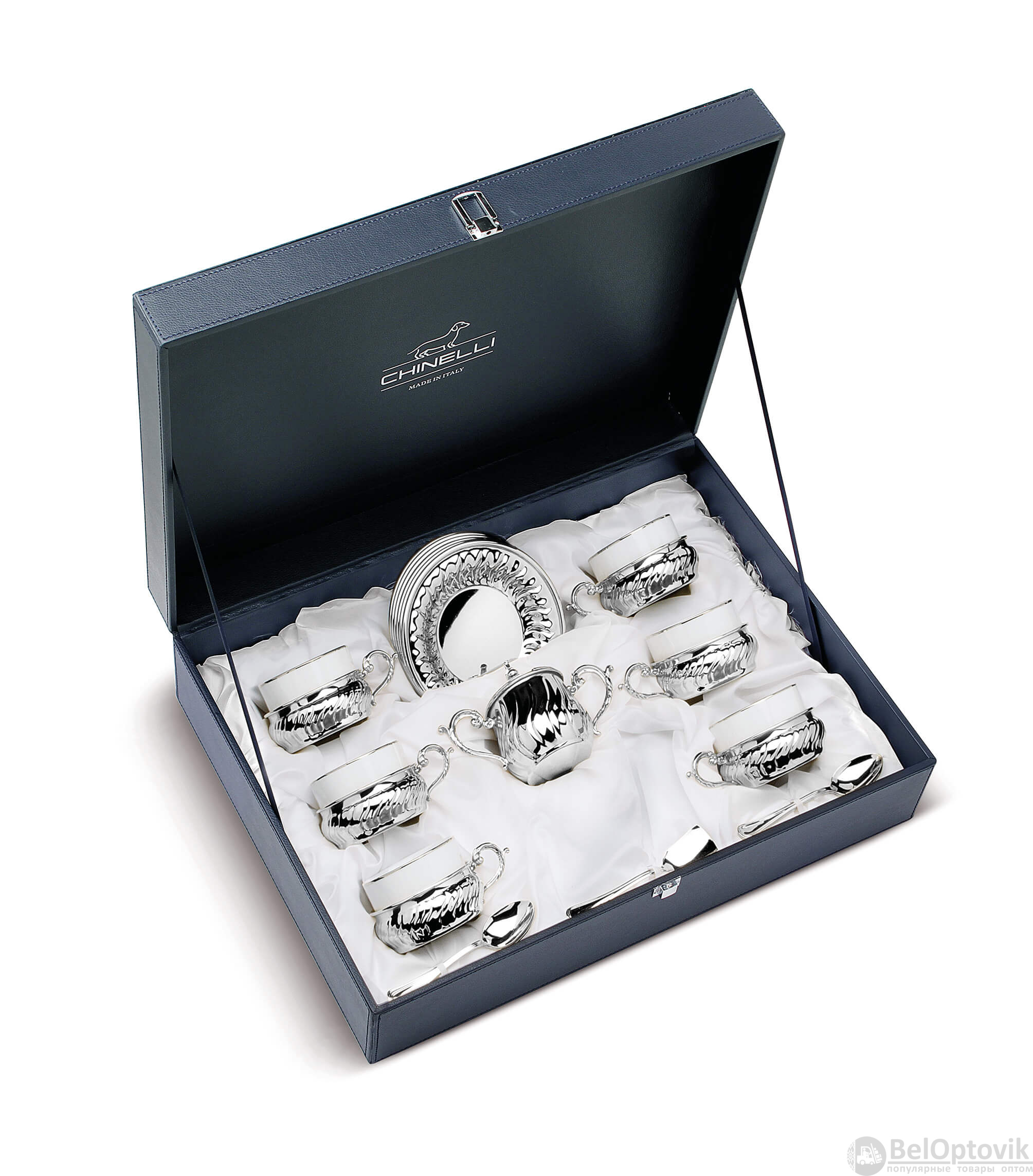 Чайный сервиз LUSSO  TORCIGLIONE в подарочной упаковке серебро