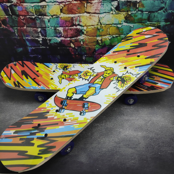 Детский скейтборд, размер 60x15см, пластиковые колеса 45мм