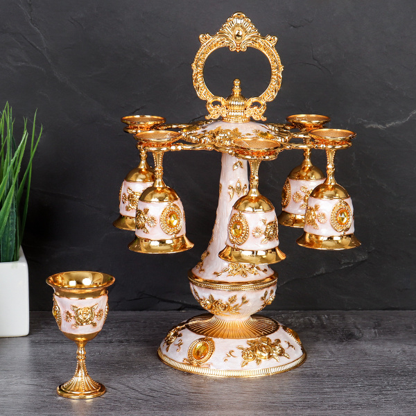 Рюмки на подставке 7 предметов / 78-57-GOLD /уп 30/