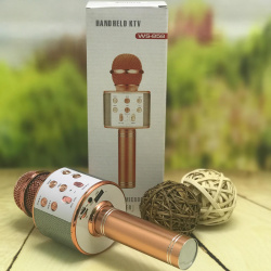 Беспроводной Bluetooth микрофон WS-858 (CT007) Розовое (красное) золото