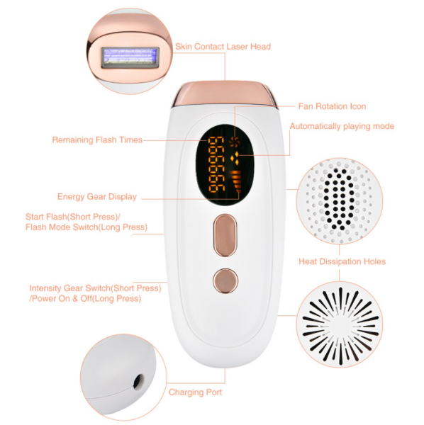 Фотоэпилятор для удаления волос IPL Hair Removal Device 999999 импульсов Белый