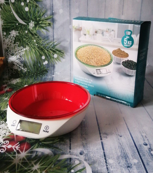 Электронные кухонные весы Kitchen Scales 5кг со съемной чашей Красная чаша